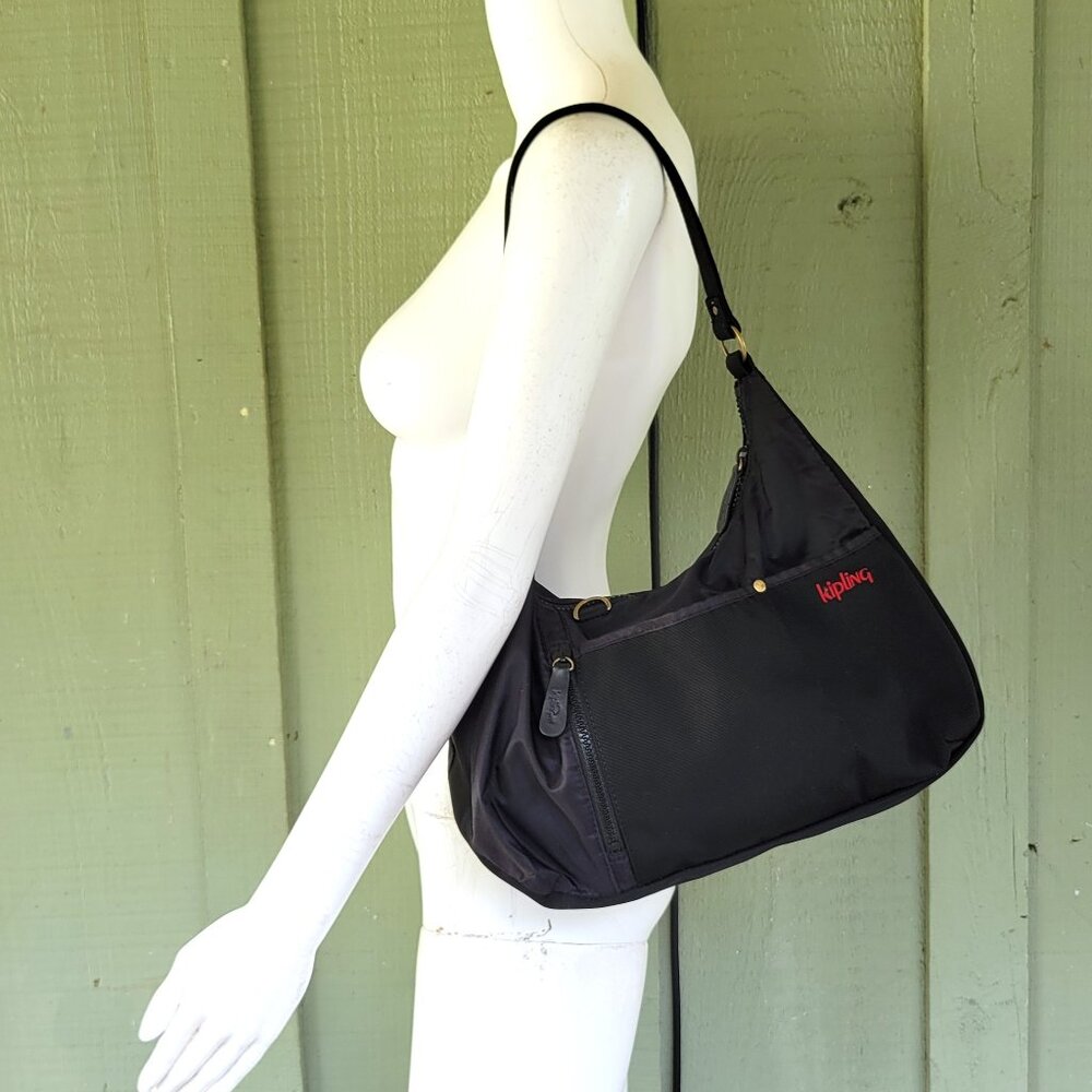 Kipling Black Nylon Lightweight Shoulder Bag Purse - image 2